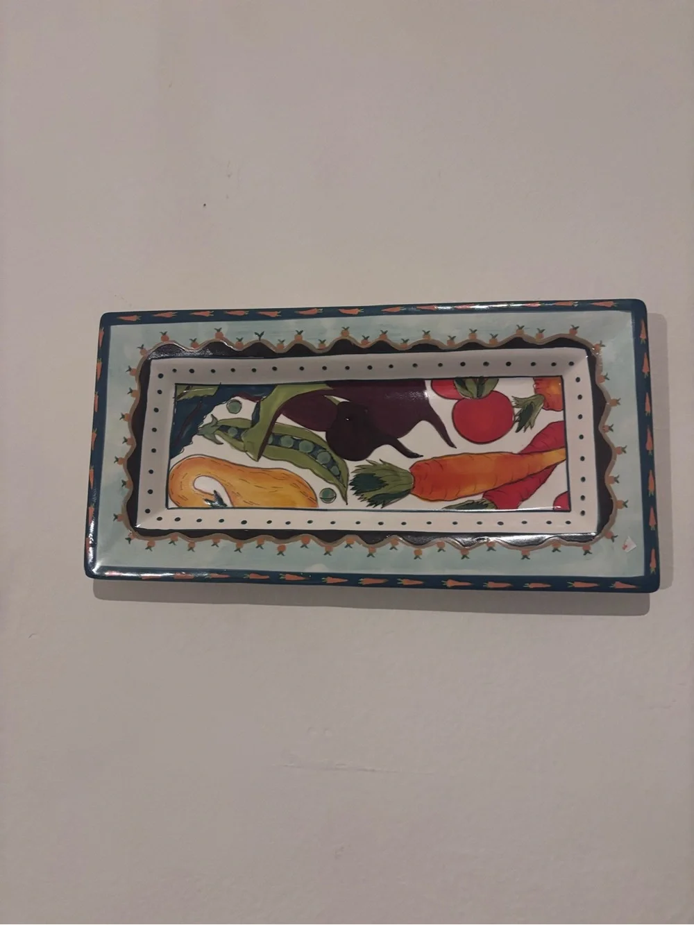 Hand-Painted Ceramic Vegetable Platter - Multicolor Accent